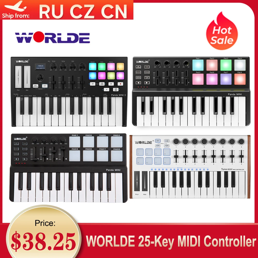 De beste MIDI-controller mini voor muziekmakers: WORLDE Panda MIDI Controller 25 toetsen
