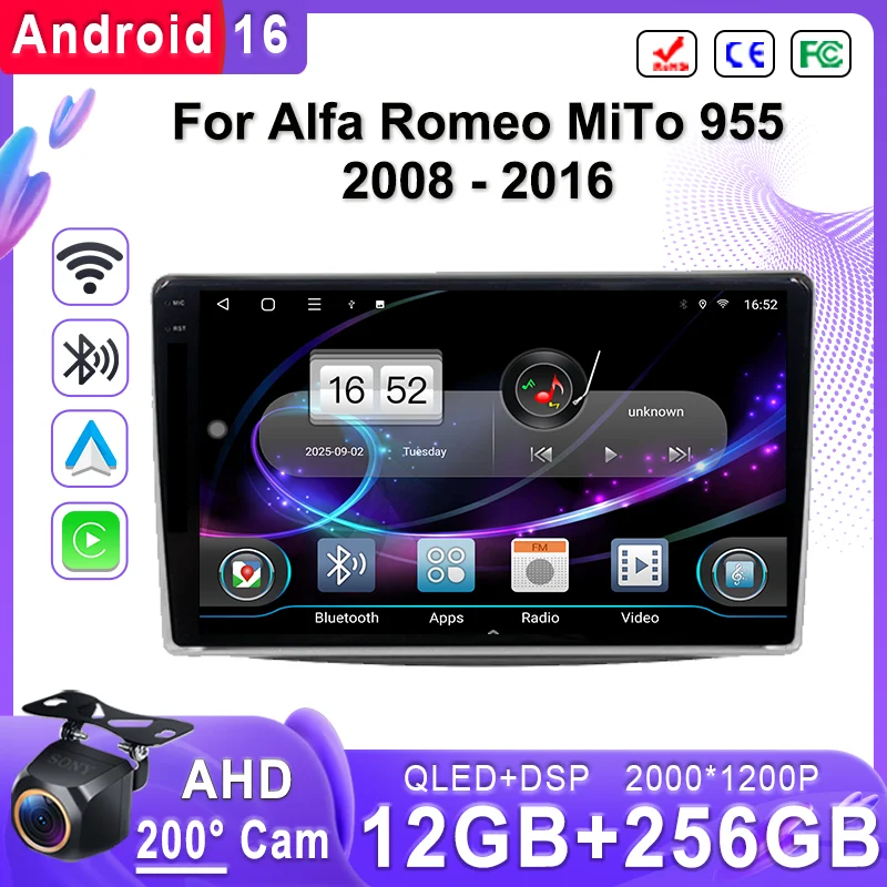 

Мультимедийная система Android 16 с экраном 2K Incell для Alfa Romeo MiTo 955 (2008-2016) — Стерео-головное устройство с GPS-навигацией и высокопроизводительным процессором