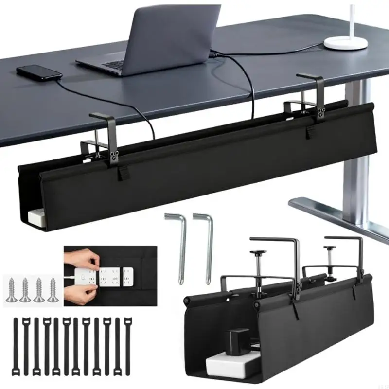 462E Cable Management Tray Under Table Organizers Strong Fabric Metal Construction