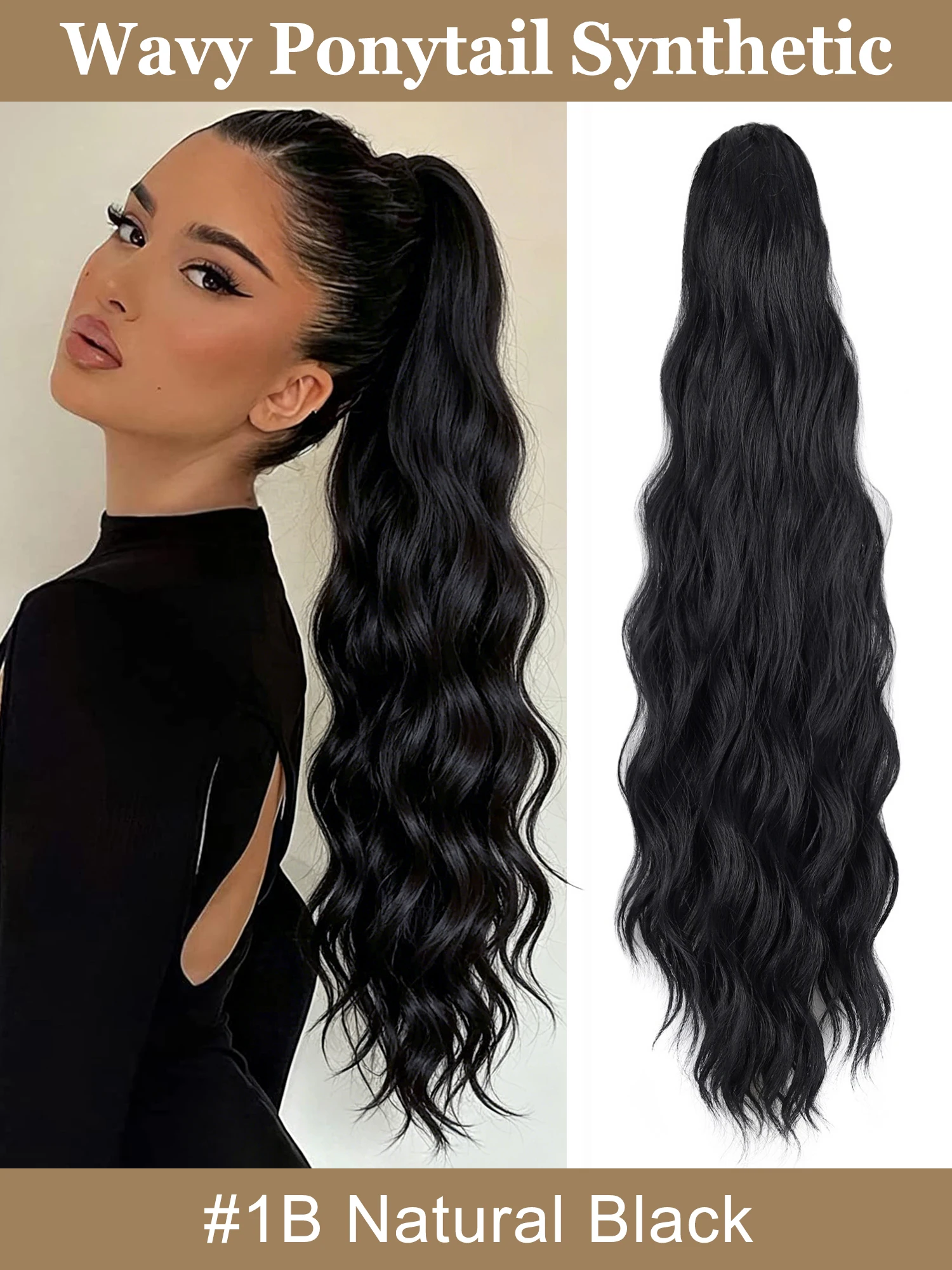 28 Inch 150G/Pack Long Curly Wavy Claw Clip Synthetic Ponytail Extension Soft Hairpiece for Women Daily Use Easy To Wear