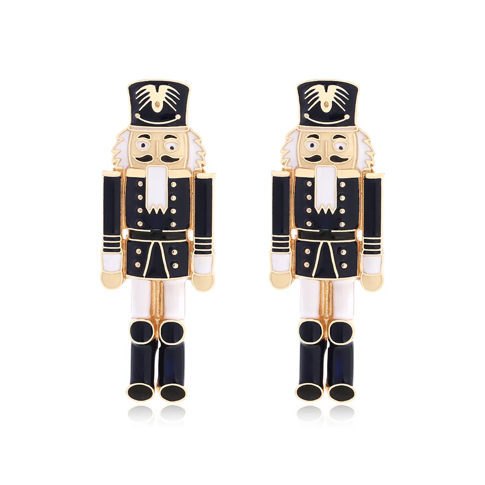 Vintage Cartoon Creative Metal Nutcracker soldier Drop Earrings for Women Christmas Festival Party Jewelry Accessories