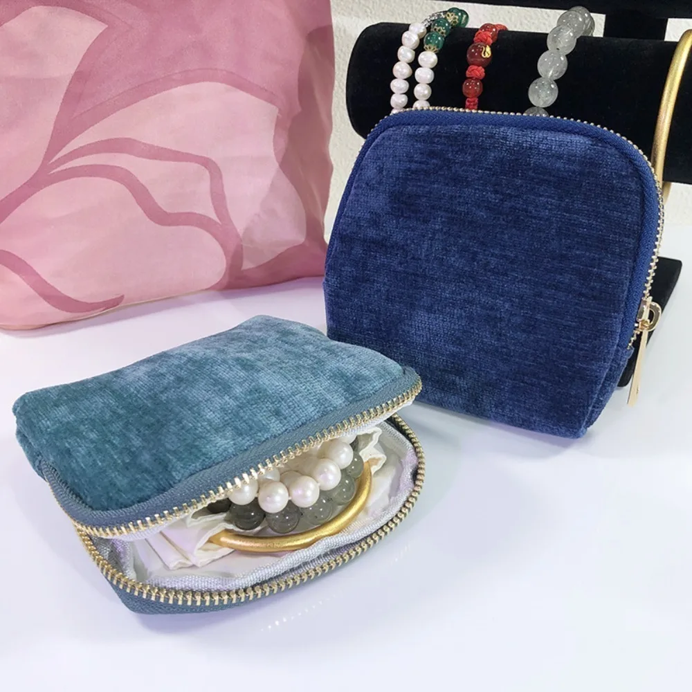 

Multi-Layered Flannel Jewelry Zipper Bag Velvet Portable Cloth Jewelry Organizer Soft Anti-lost Jewelry Storage Pouch Party