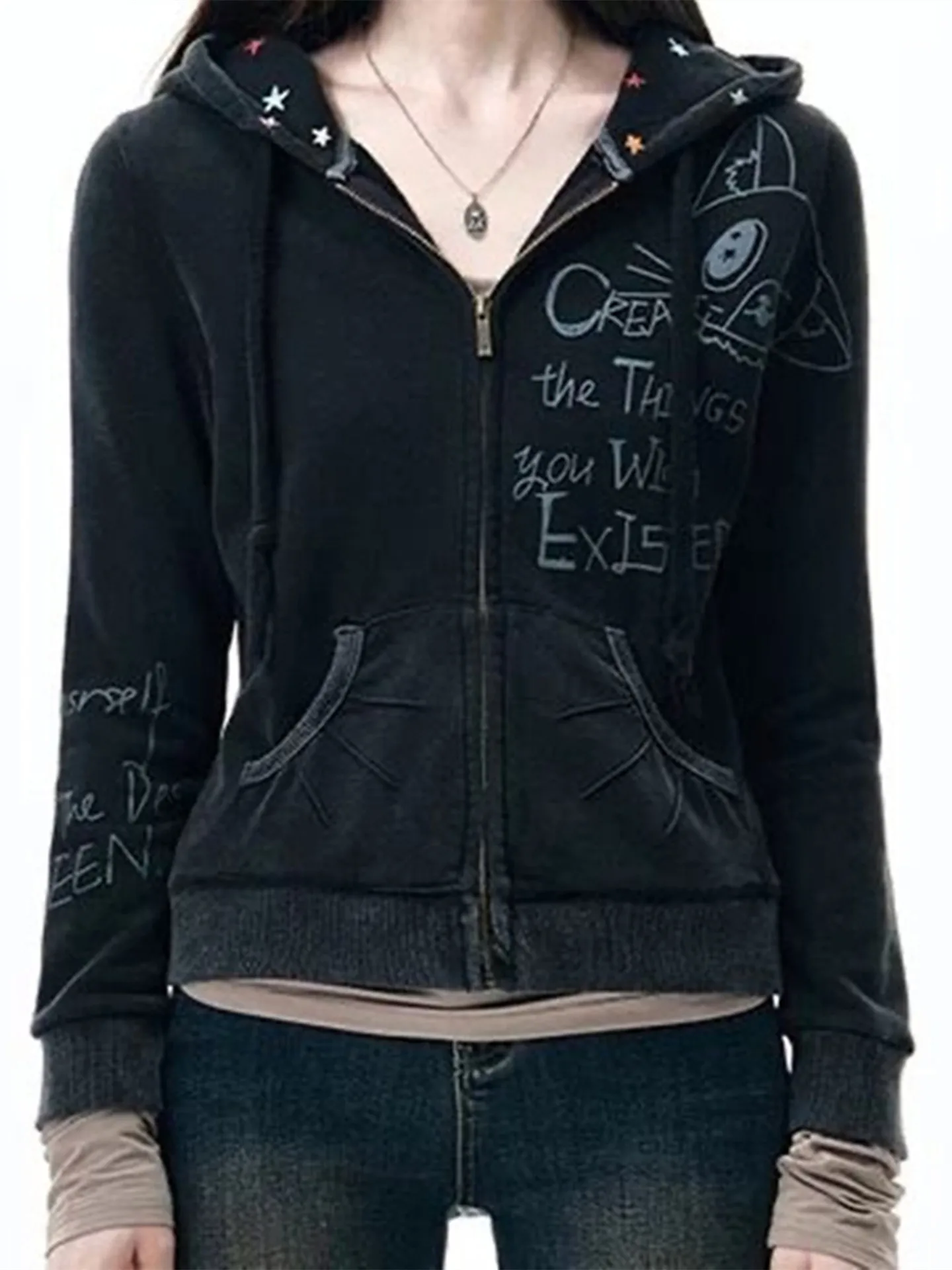 

Женская зимняя толстовка-кардиган Bla Fce с капюшоном, на молнии, из чистого хлопка, винтажная, легкая, класса люкс