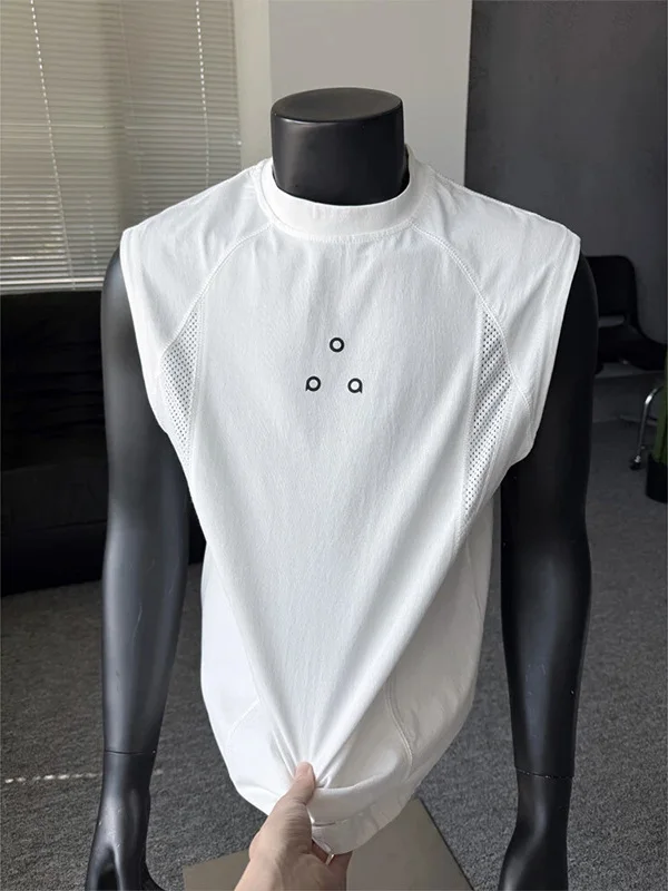 

Ice Silk Cool Feeling Me Patchwork Breathable Sports Vest Men's Trendy round Ne Svel T-irt Summer Qui Dry oul...