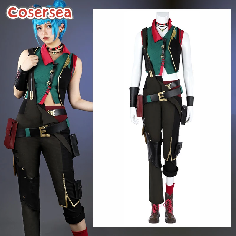 Cosersea LOL Arcane Season 2 Jinx Powder Uniform Cosplay Costume Halloween New Skin Game LOL Jinx Uniform Cos Outfit Fullset