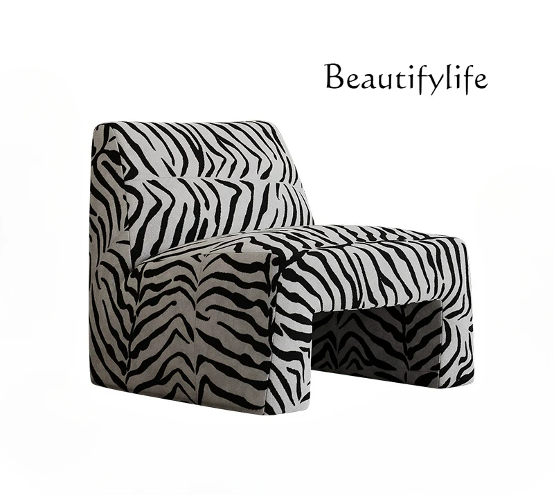 Nordic light luxury zebra pattern sofa  lazy simple designer creative single seat leisure chair