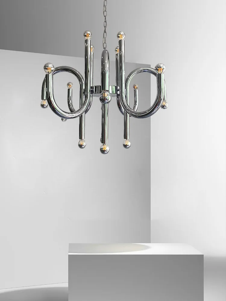 

Modern Chrome Chandeliers Bauhaus Design Ceiling Minimalist LED Lighting Fixture Cottage Novel Art Home Deco Hanging Lamp Lustre