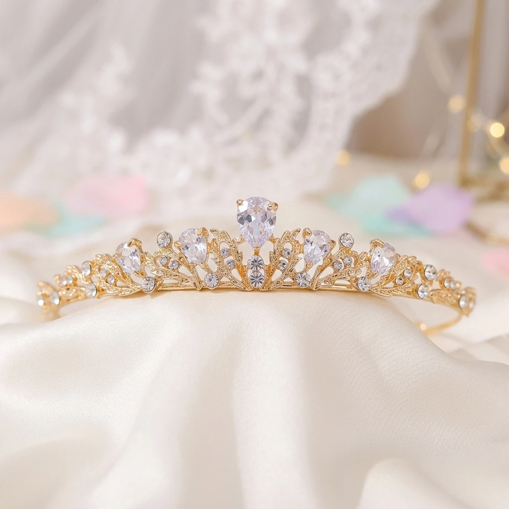 Adjustable Crown Hairband Sparkling for Wedding Party Kids Princess Zircon Tiara Headpiece Birthday Stage Accessory Gift