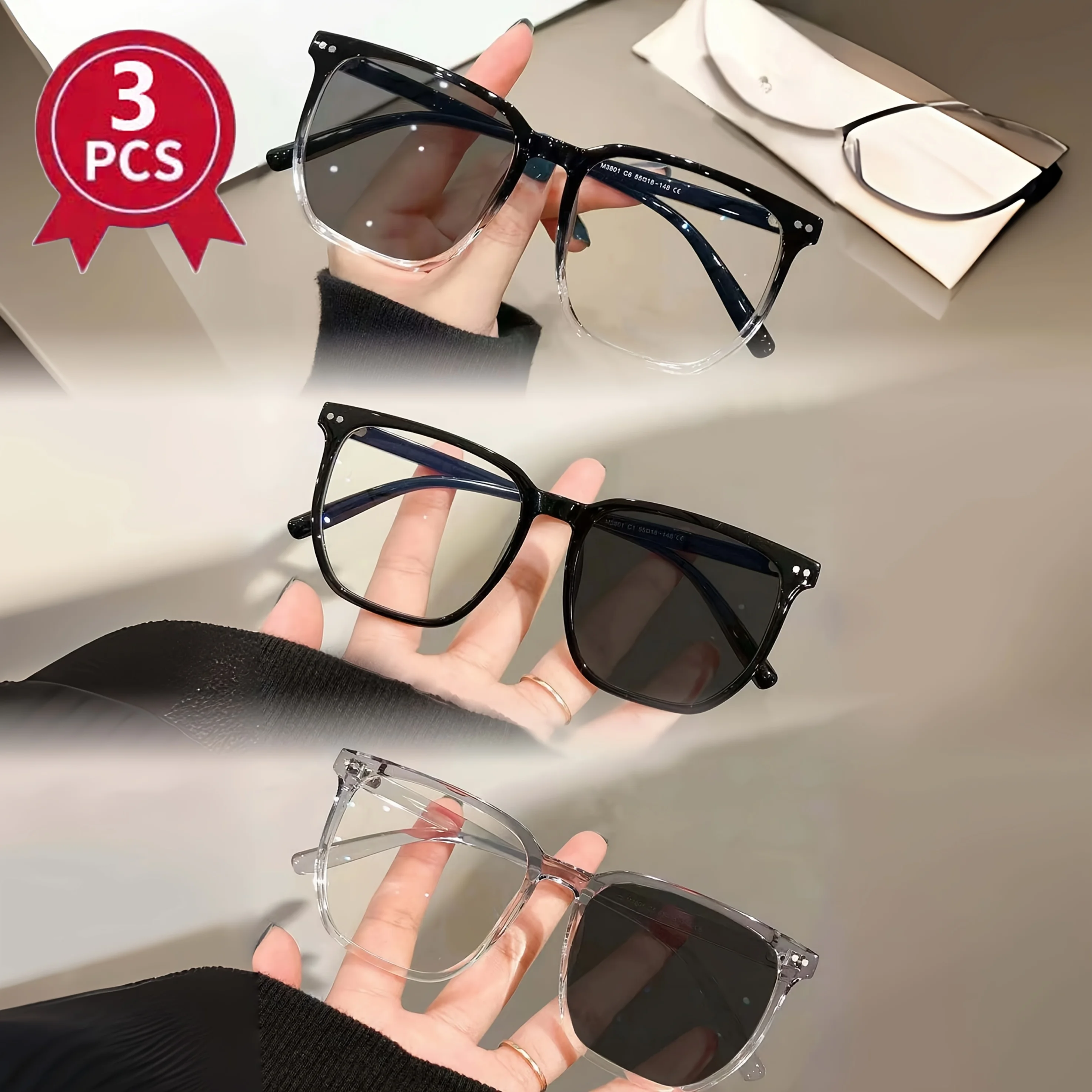 

3 Pack New Photochromic Reading Glasses Fashion Trend Comfort Presbyopia Eyewear High Quality Clear Lenses Reading Eyeglasses