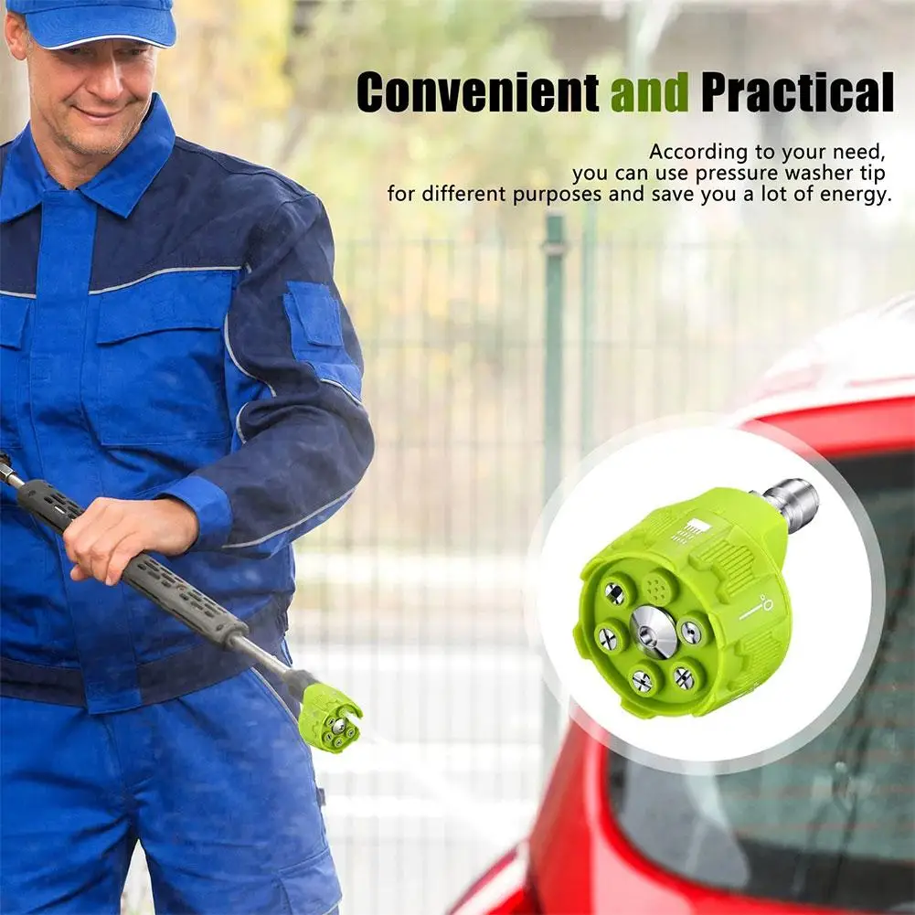 6 in 1 Power Washer Nozzle 1/4 Inch Quick Connector 0 15 25 40 Degree Rotation Soap Tip for Car Garden Cleaning Durable