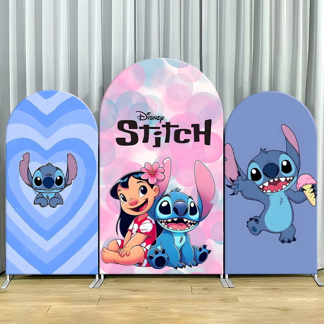 

TB Disney Theme Arch Backdrop Cover Stitch & Lilo for Kids Birthday Party Decoration Photograph Background Wall Baby Shower Prop