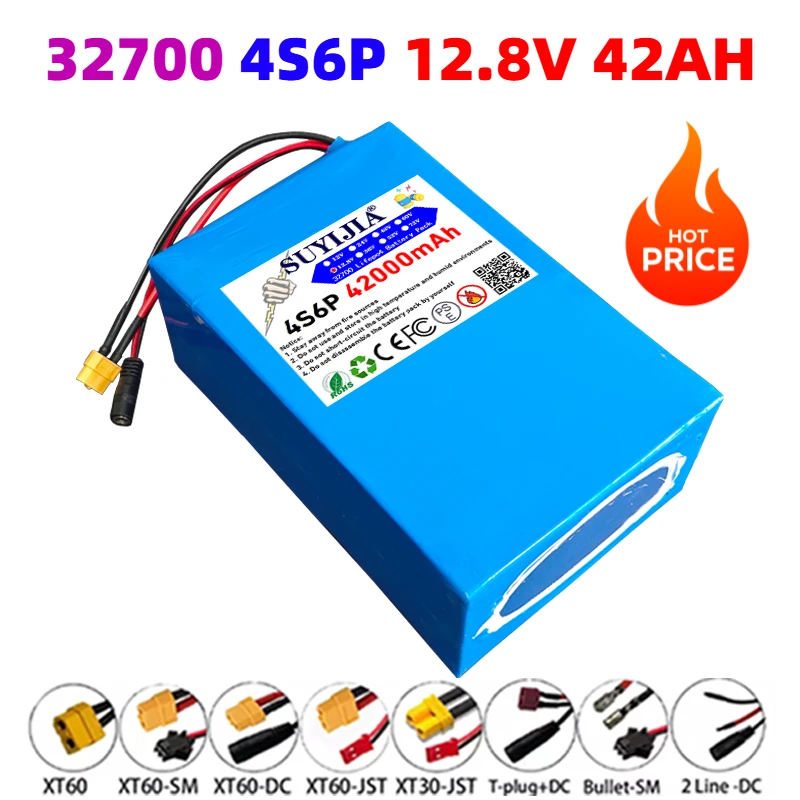 NEW 32700 12.8V 42Ah Lifepo4 Battery Pack 4S6P 32700 Built-in 40A Same Port Charge and Discharge Balance BMS 12V Power Supply