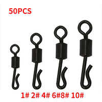 50pcs/lot Large Long Body Q-Shaped Bearing Swivel & Snap Fishing Connector Quick Change Swivels Fishing Tackle Accessories