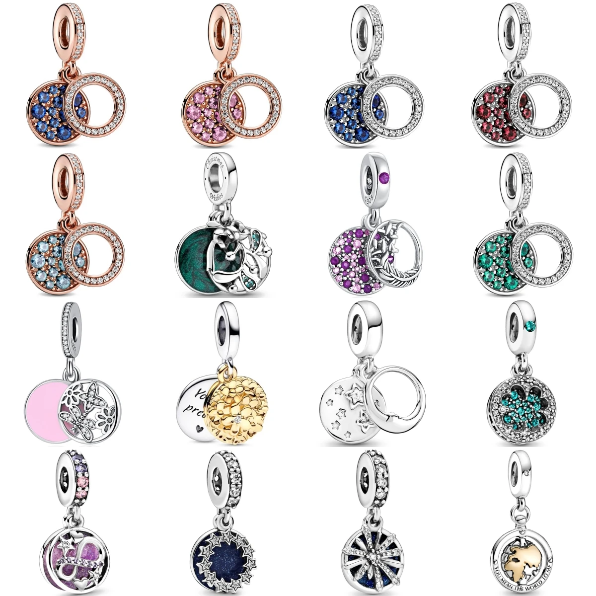 New 925 Sterling Silver Double-ring Pendant Charm Original DIY Fashion Jewelry For Women Festival Gift
