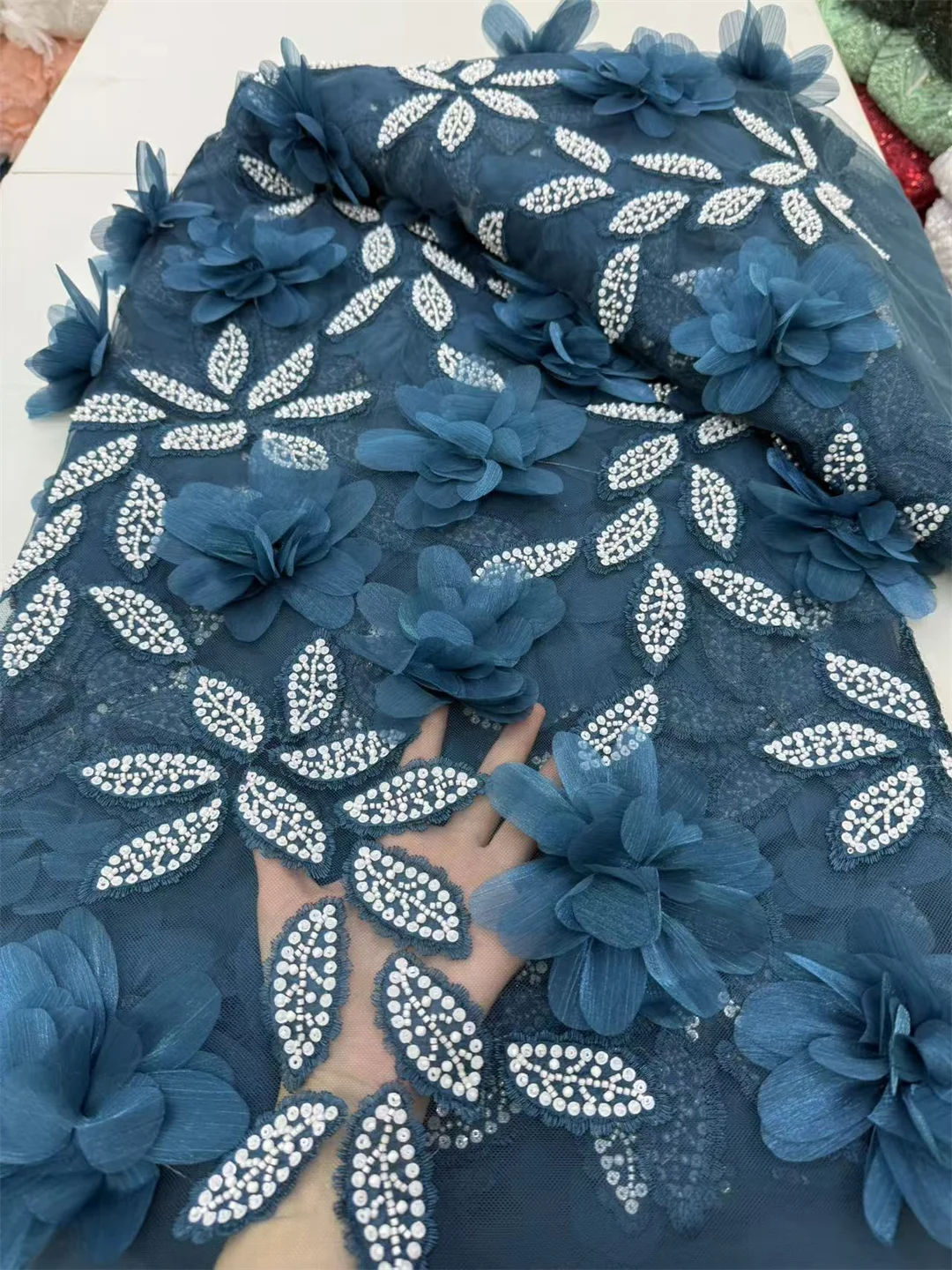 

African 3D Lace Fabric for Wedding, Handmade Beaded Lace Material, Nigerian French Net, High Quality, 2026