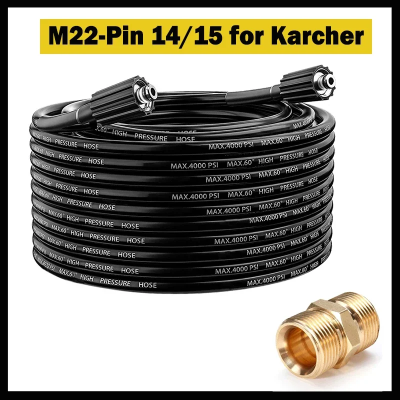 High Pressure Washer Hose Cord Pipe Connector Female M22-Pin 14/15  Car Wash Hose Water Cleaning Extension Hose for Karcher