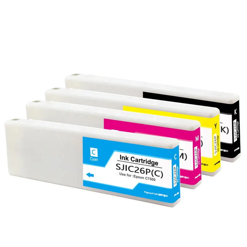 Epson Tm-c7500 Cartucho de Tinta Compatível com Sjic26p Adequado para Epson Colorworks C7500 Impressora de Etiquetas Completo com 300ml Pigmento
