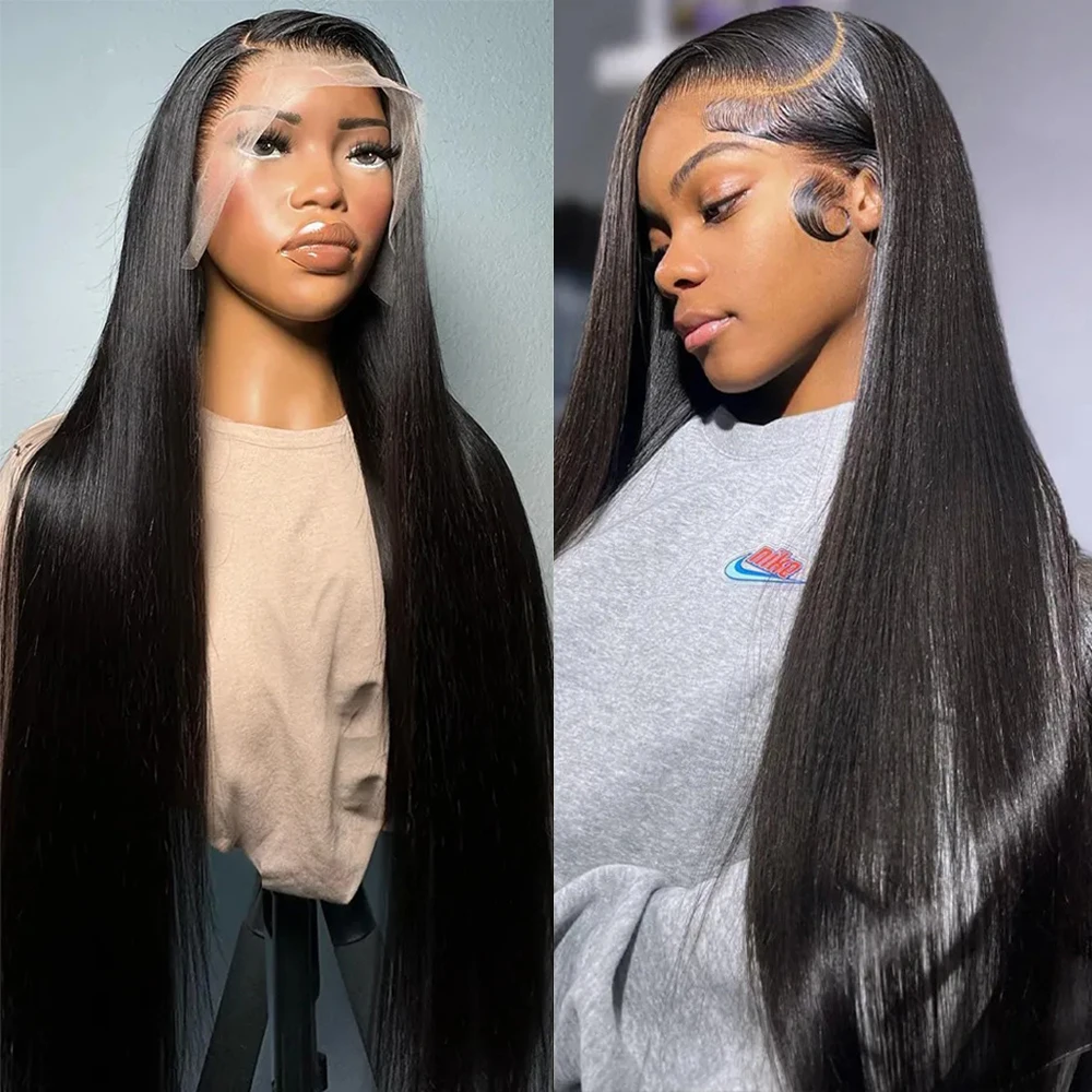 

30 32 Inch Bone Straight 13x6 HD Transparent Lace Frontal Wigs Remy Human Hair Pre Plucked 13x4 Lace Front Wig For Black Women