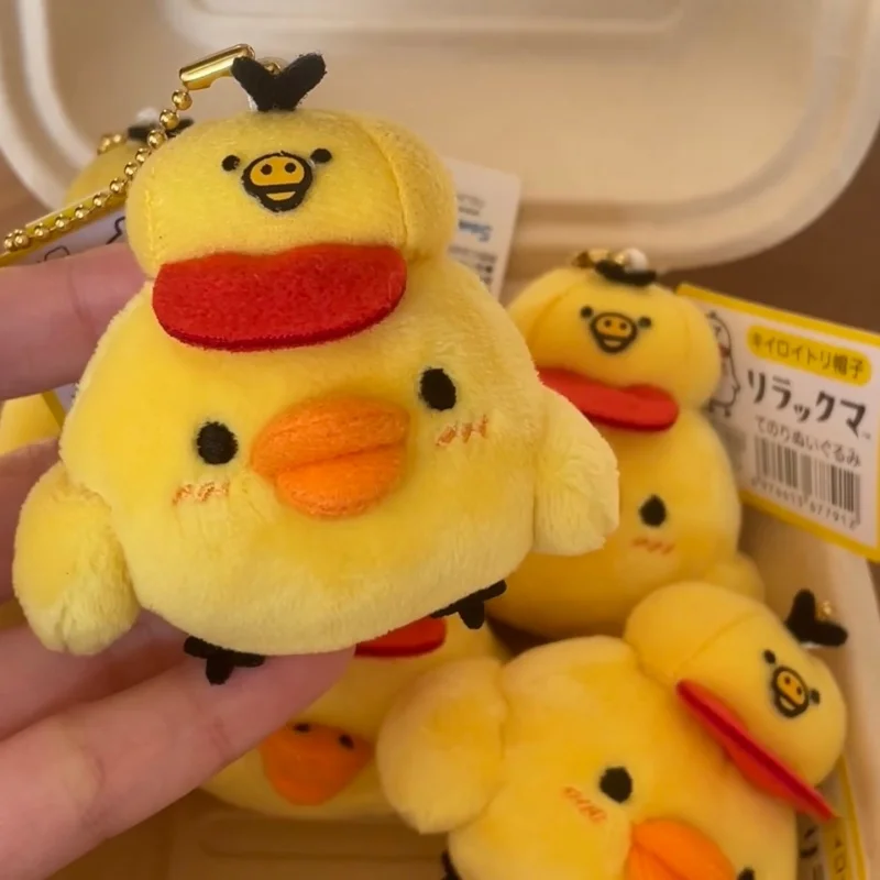 

Плюшевая игрушка-брелок Rilakkuma Kiiroitori 8 см, милый плюшевый кукол-цыпленок Kiiroitori San-X, аниме-игрушка, маленький подвес для школьного рюкзака