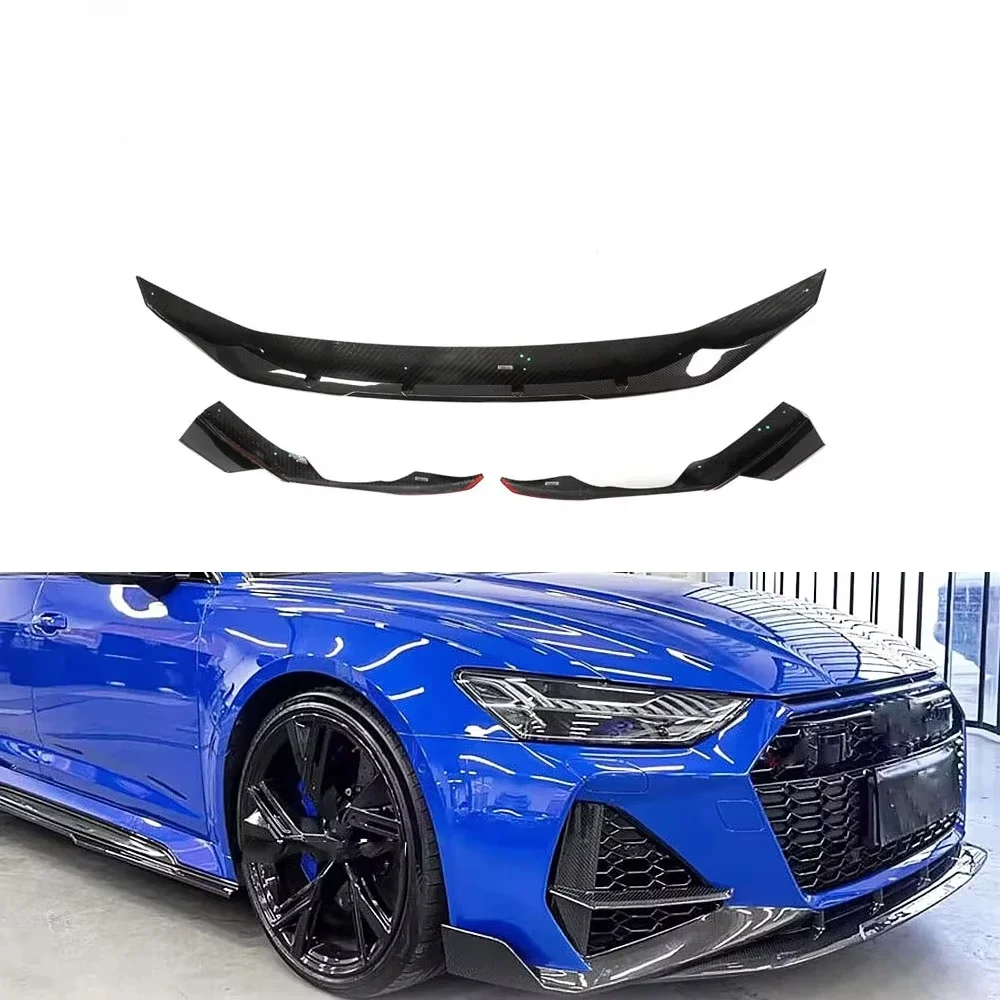 Dry Carbon Fiber Front Bumper Lip for Audi RS6 A6 C8 Avant Wagon 4-Door 2019-2022 Front Chin Spoiler Front Lip Spoiler