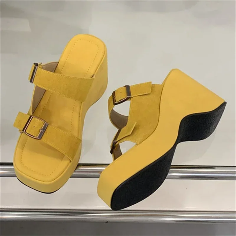 Aneikeh الصيف نمط الشارع موضة مشبك أسافين منصة النساء النعال السميكة الصنادل معاول الشاطئ عادية الشرائح Zapatos Mujer