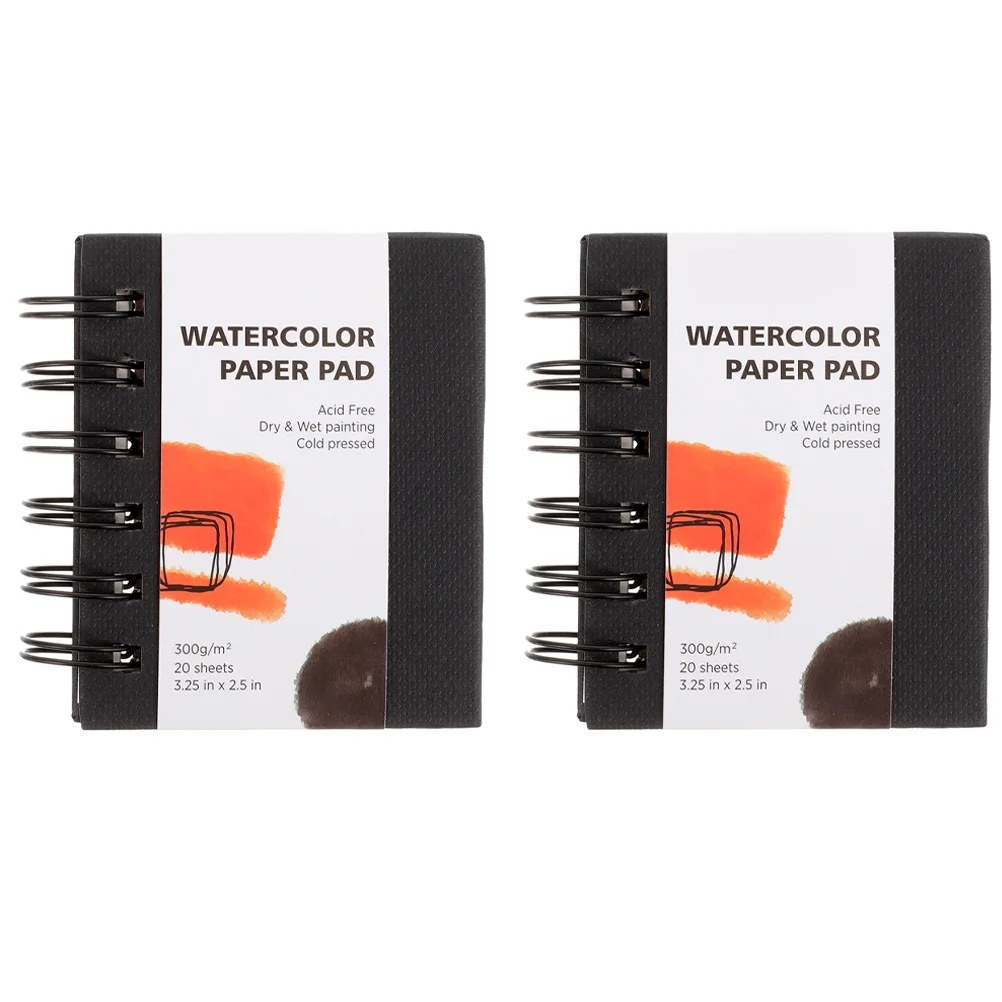 

2 Pcs Sketchbooks Watercolor Mini Notebook Painting Small for Artists Paper Student