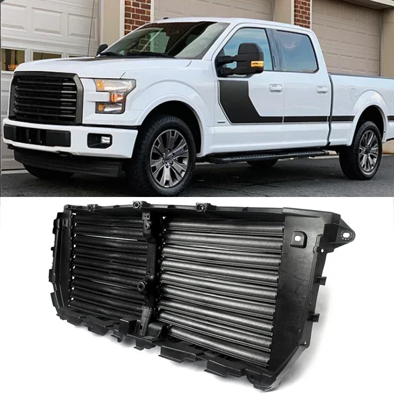 Front Grille for Ford F-150 Upper Radiator Grille Hood Mesh ABS F150 Air Shutter Control Assembly 2015 2016 2017 Accessories