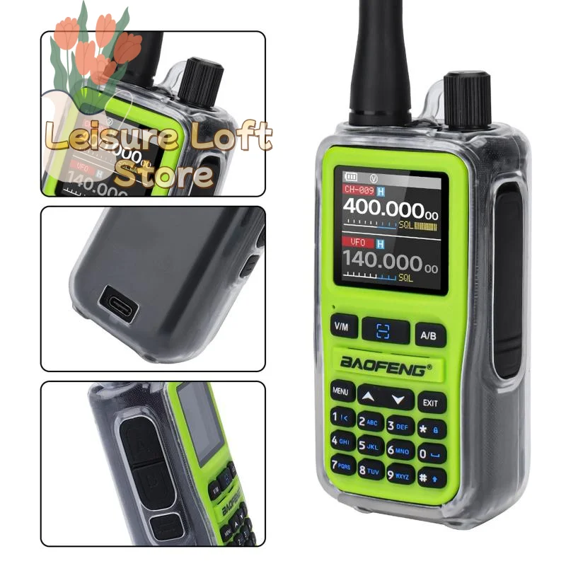 

UV5RMINI Transparent Silicone Cover Shock Absorbent Protector Dustproof Case for Radio Communication Tool