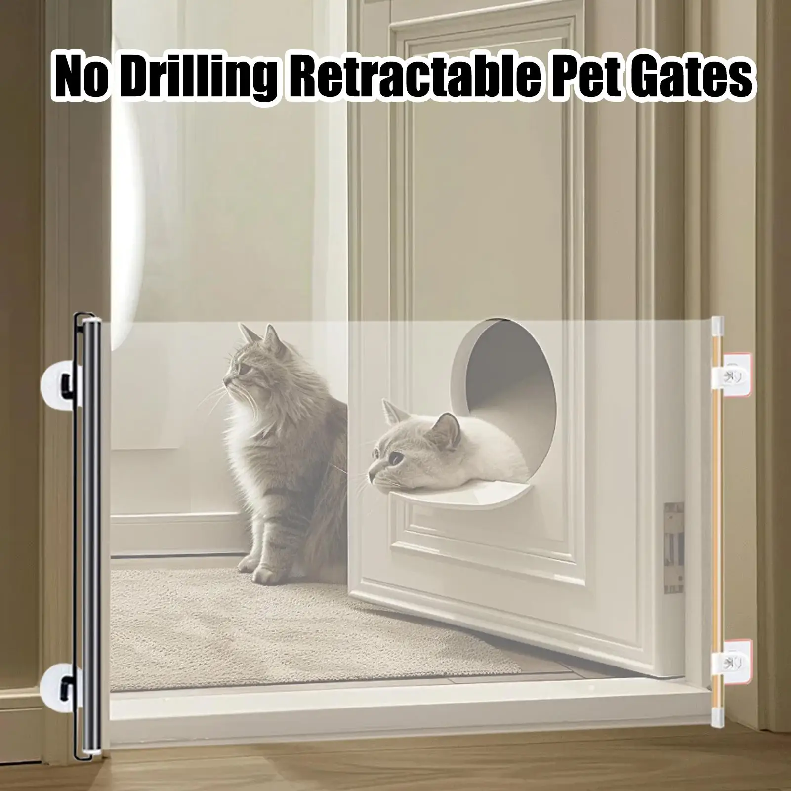 Pet Gate Retractable Adjustable Mesh Dog Gate Retractable Expandable Folding Barrier Divider Blocker Screen for Indoor Outdoor