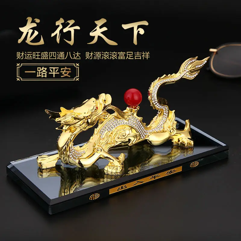 GOOD LUCK HOME OFFICE Company SHOP CAR Efficacious Money Drawing thriving business Diamonds golden Royal Dragon brass statue