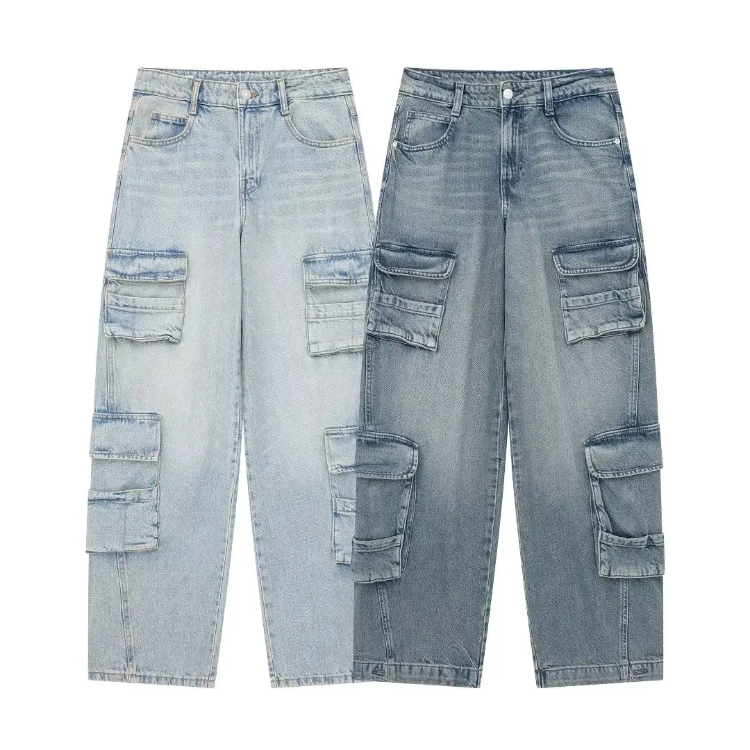 

Spring 2024 Women's Casual Loose Fit Workwear Sle Jeans Versatile High Waist Wide Leg Trendy Deep And Light Color Options