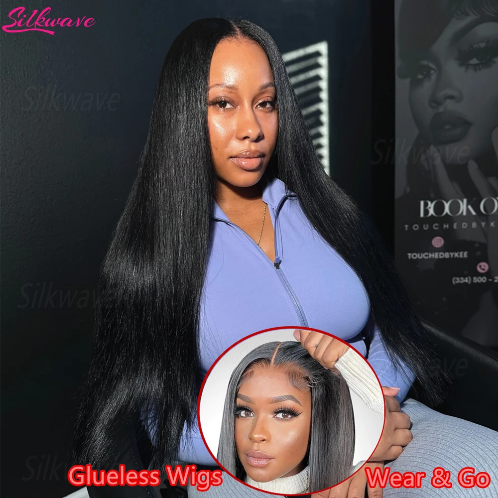 

Silkwave 5x5 Бесклеевые парики Человеческие волосы Ready To Go Bone Straight 13x6 HD Парик фронта шнурка Невидимый ремешок 360 Полный бразильский 40 дюймов