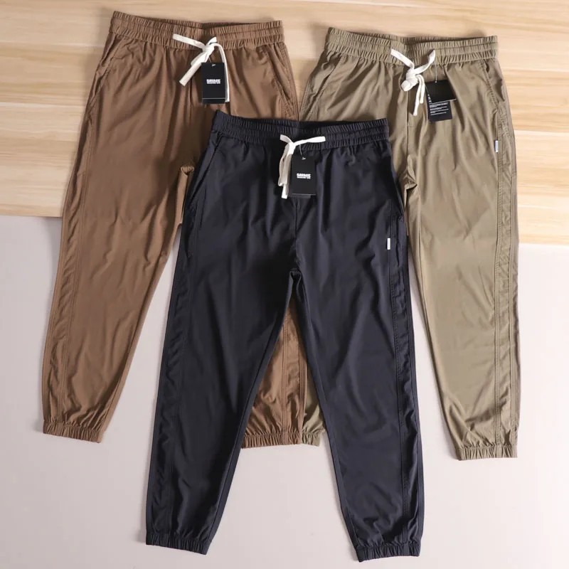 

Men's Summer New American Cool Feeling Ice Silk Qui Dry Lightweight Breathable Faion Loose Straight Leg Sports Casual Pants