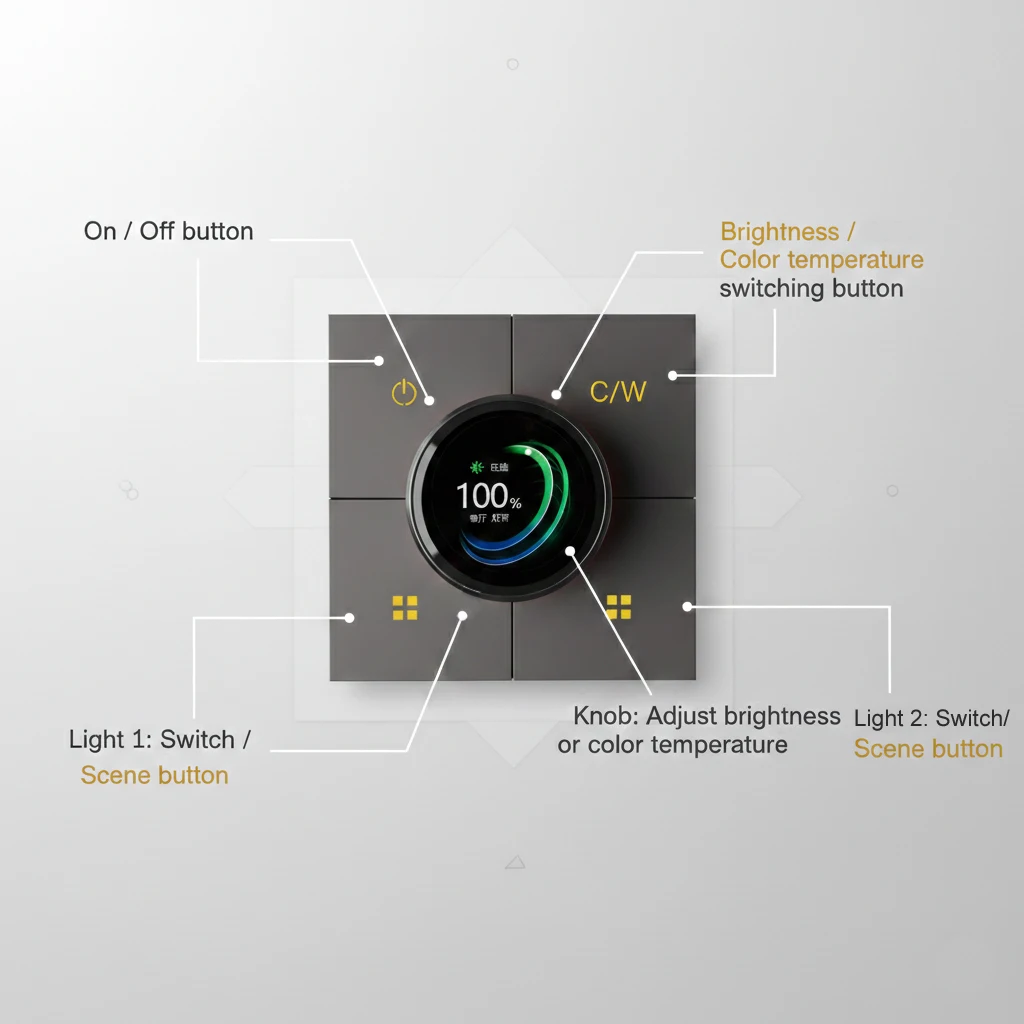 X3-Dimming UK Tuya Smart Switch Panel with Brightness Color Temperature Knob Home Automation Works Alexa Smart Life App Control