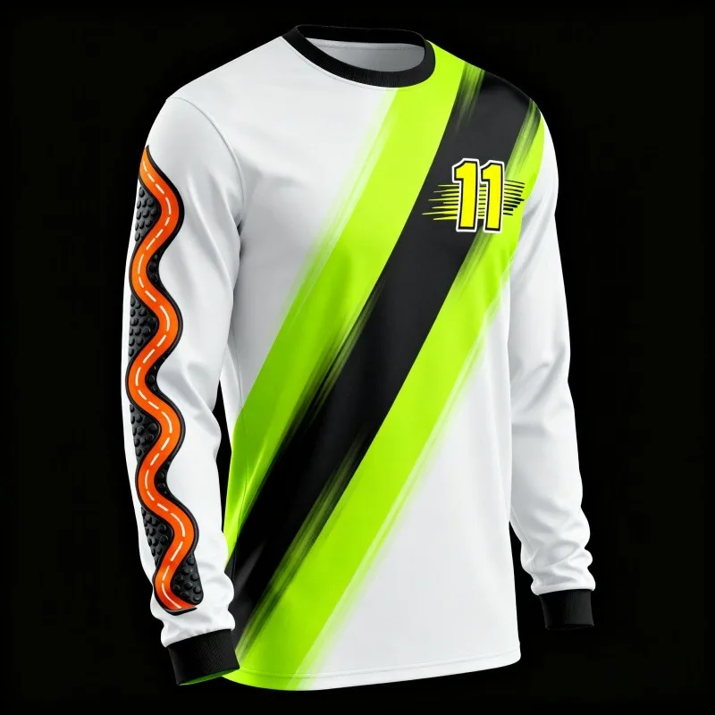 

3D Printed Racing Themed Long Sleeved Shirt with Dynamic Patterns, Allowing Racing Fans To Embrace The Style of Speed