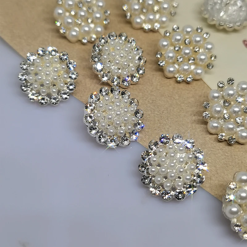 15MM Luxury Pearl Rhinestone Metal Buttons Of Clothing Wholesale High Quality Fashion Decor Button Sewing Accessories Needlework