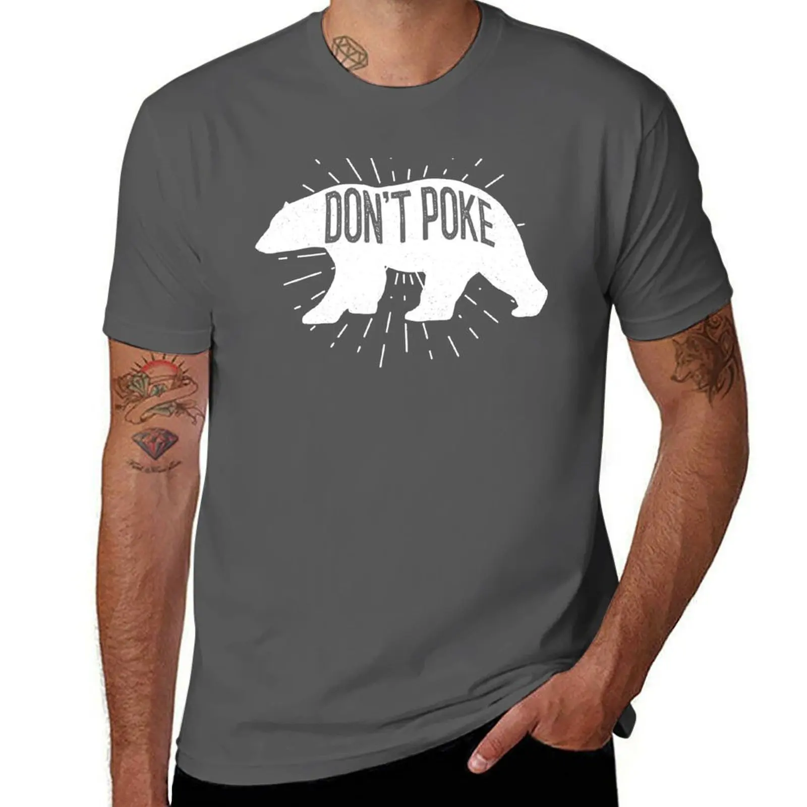 

Don't Poke The Bear - funny distressed illustrated Bear Silhouette T-Shirt man t shirts cotton T-Shirt