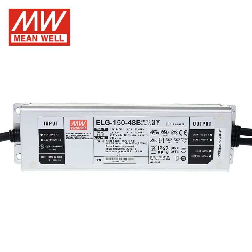 MEAN WELL 84~150W Constant Voltage + Constant Current LED Driver Dimming type ELG-150-12V 24V 36V 42V 48V 54V B-3Y