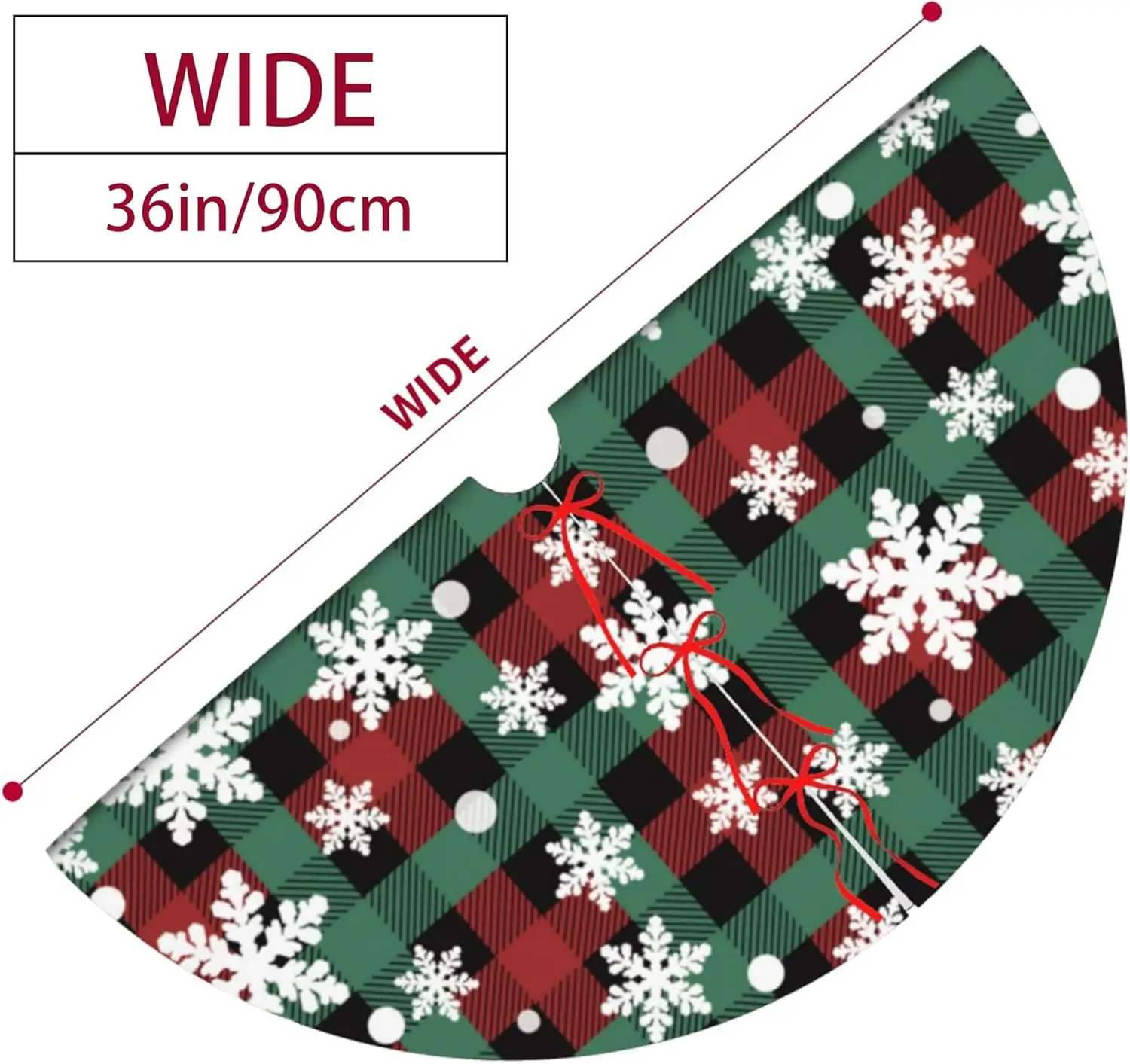 Pequena Saia De Árvore De Natal Branco, Floco De Neve Red Green Buffalo Plaid Xmas Tree Mat, Saias Decorações, 3ft, 4ft, 6 Pé, 36"