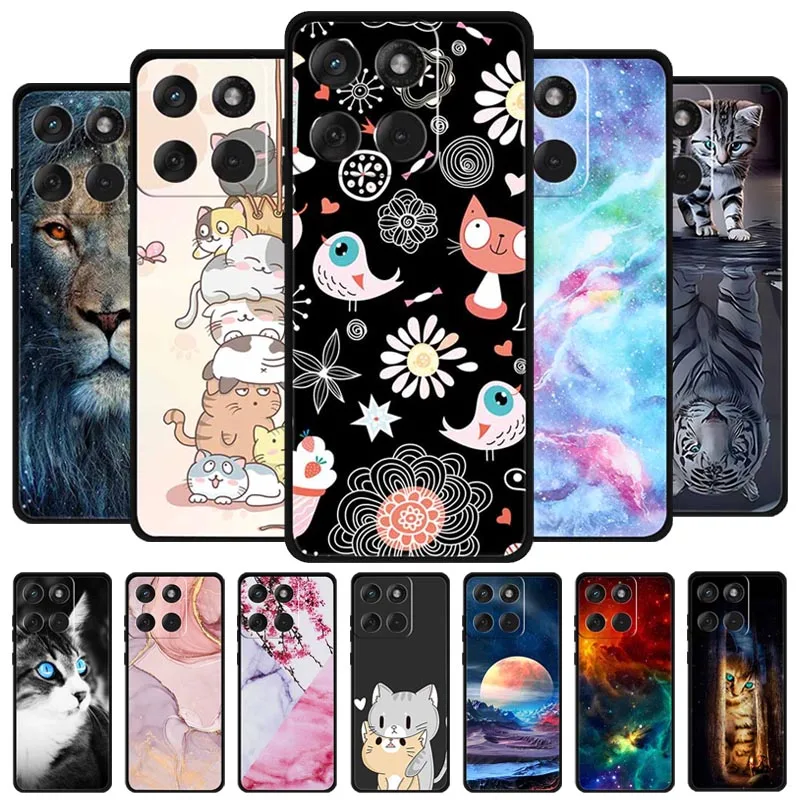 حافظة لهاتف موتورولا إيدج 70 / موتو X70 Air 5G حافظة لطيفة على شكل قطة من السيليكون الناعم غطاء من البولي يوريثان الحراري لهاتف موتو XT2601-2 XT2603-2 مصد رخامي قزحي الألوان #1