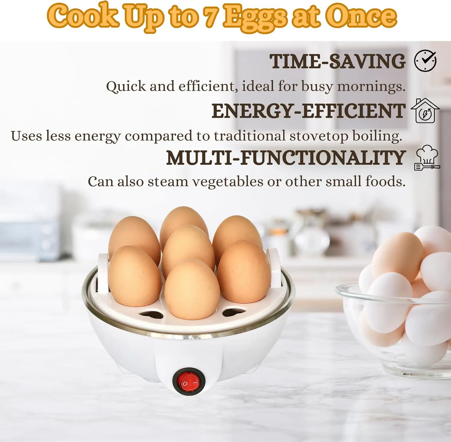 2-tier Egg Cooker Large 14 Eggs Capacity, Tomorotec Electric Rapid Egg Maker, Auto Off for Hard Boiled Eggs, Poached Eggs, image 2
