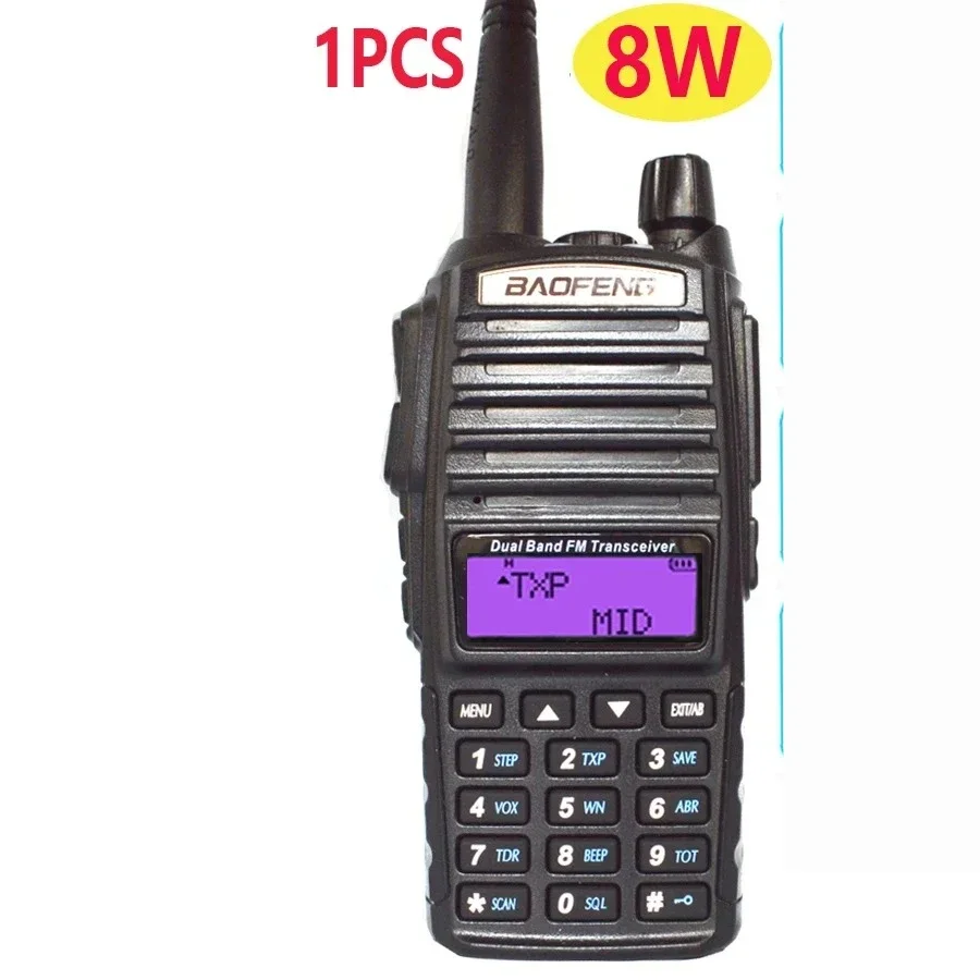 Настоящее портативное FM-радио мощностью 8 Вт, рация Baofeng UV-82, двойной PTT, двустороннее УКВ, УВЧ, любительское радиоприемник UV 82, передатчик UV-5R 9R