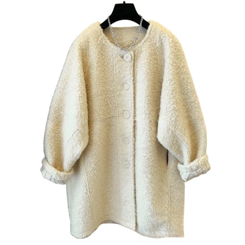 معطف SuperAen ذو صدر واحد برباط متوسط الطول للنساء بخصر وأكمام طويلة سترة خريف وشتاء 2025