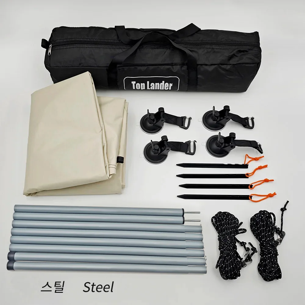 Manta Ray Auto Zijluifel Zwarte Coating Tarp met Zuignap Anker Outdoor Camping Toeristische SUV Tent Schaduw Waterdicht Anti UV