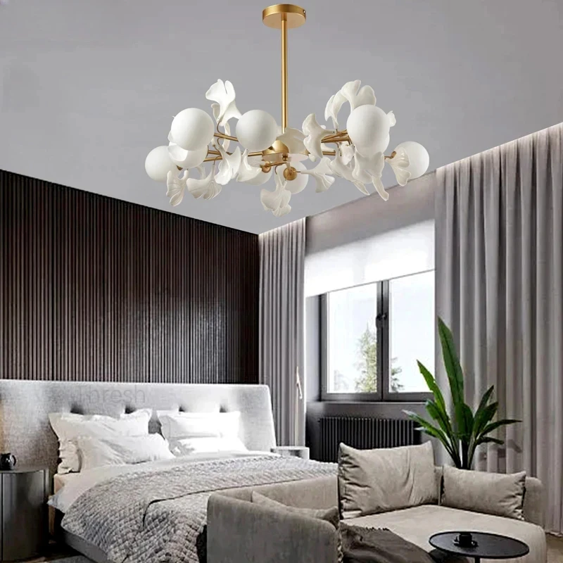 

Modern Bedroom Branch Ceiling Chandelier For Bedroom Living Dining Room Ginkgo Leaf Ceiling Led Chandelies Pendant Chandelier