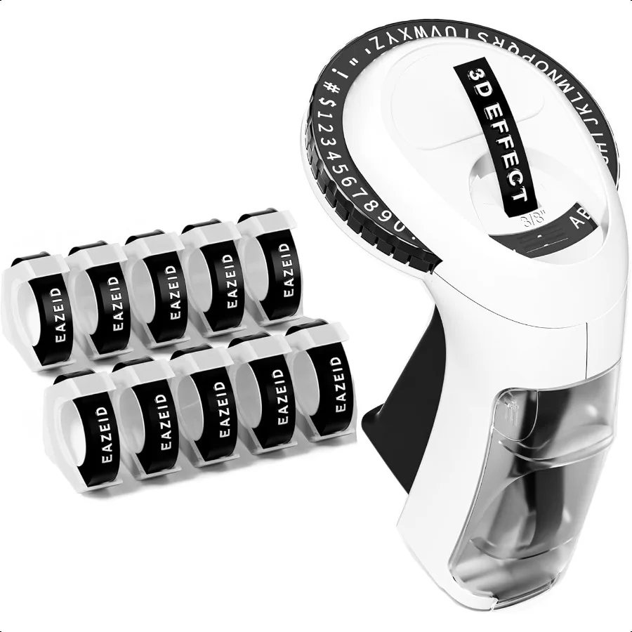 

Eming Label Maker hine with 10 Tapes Black Manual Labeler 3D Label Maker WaterproofLabels for Scrapbooking Home Office School
