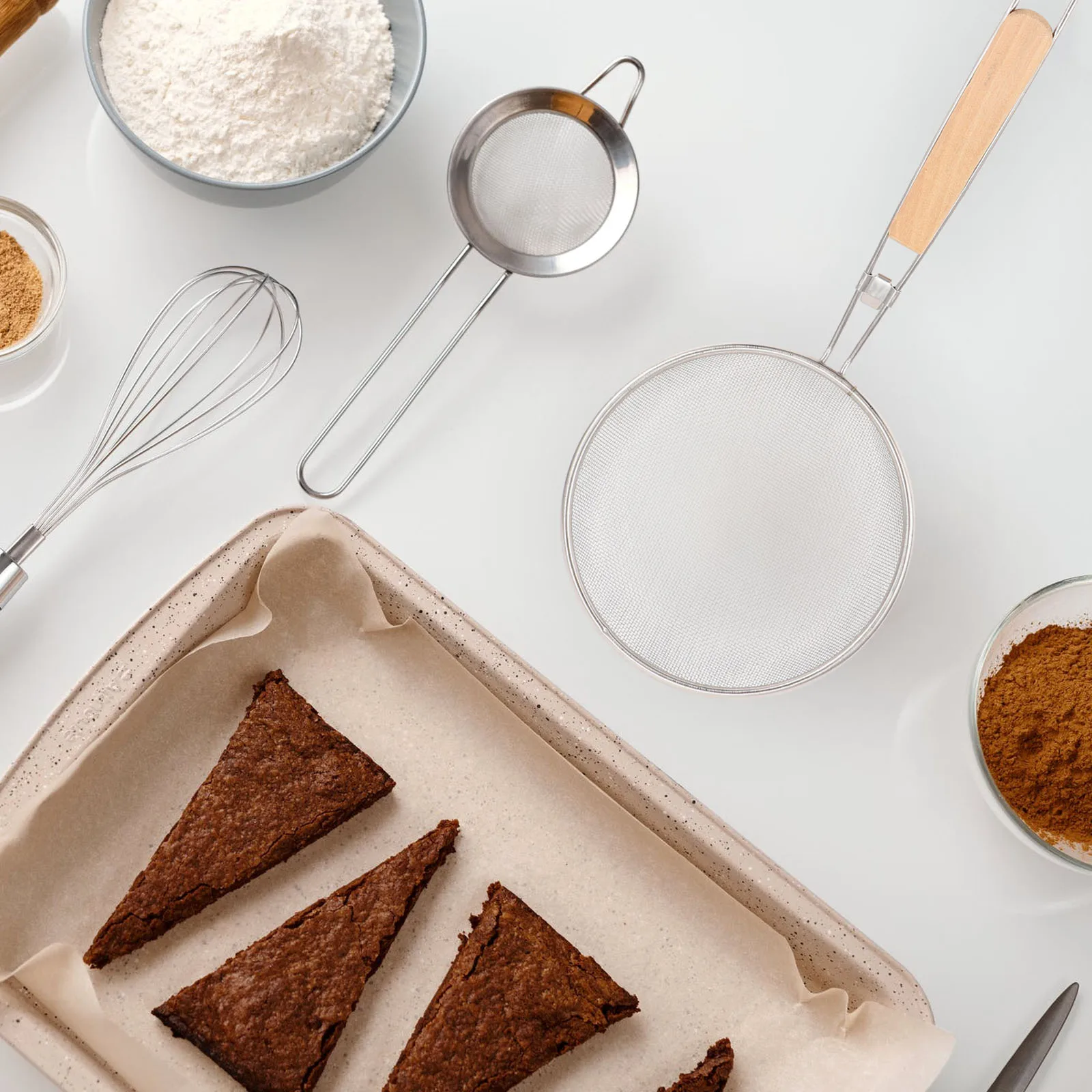 

Stainless Steel Wooden H Fine Strainer Skimmer Anti Scald Kitchen Tool Mesh Sieve For Cooking Oil Water Separation