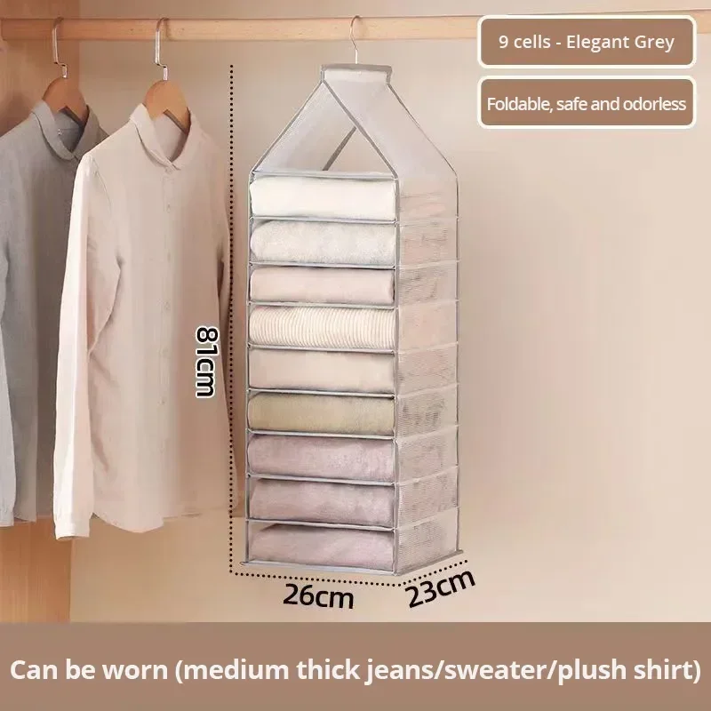 Pants clothes storage hanging bag Hanging wardrobe household layering fabric organizer bag separator bag