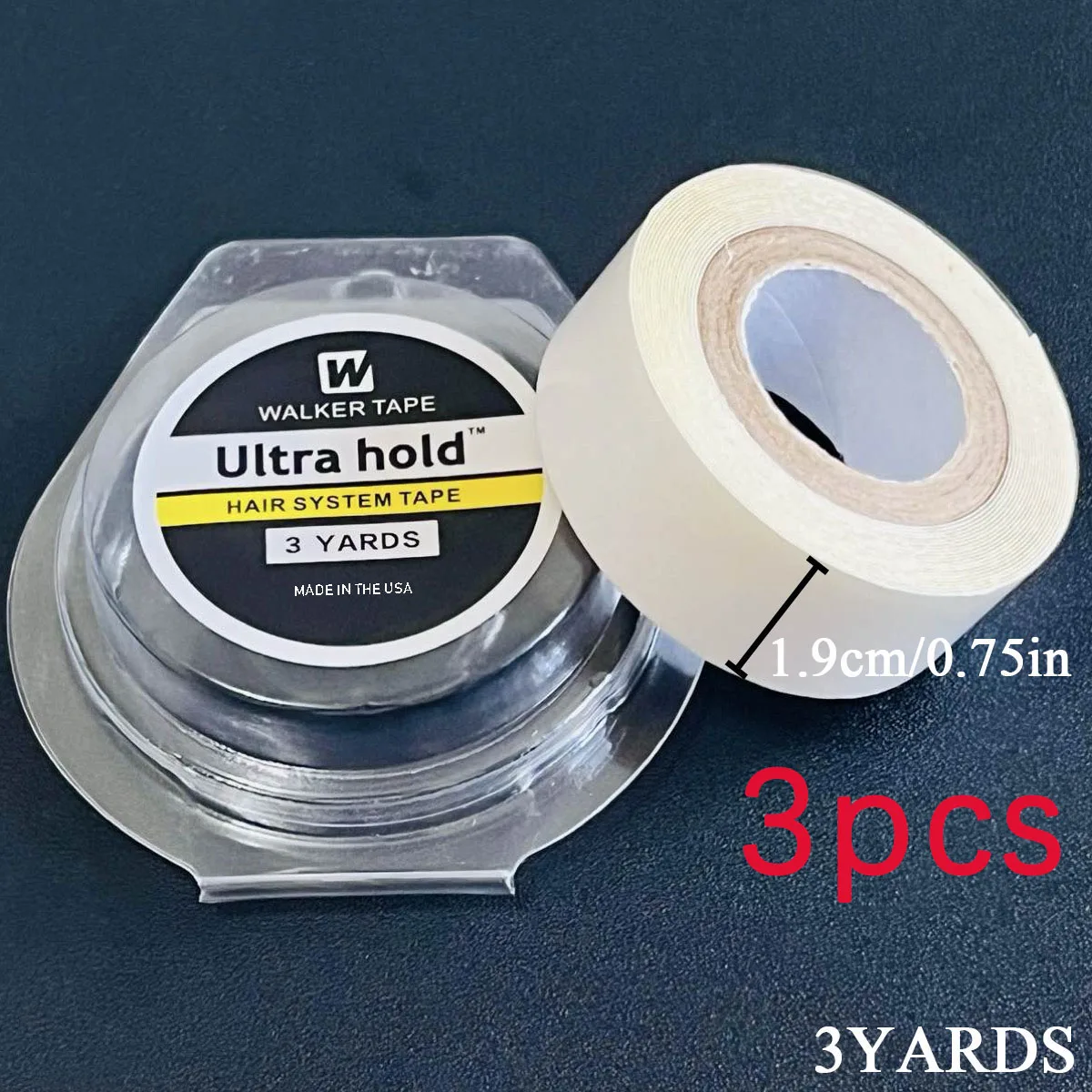Walker Tape Ultra Hold 3 Yards Klebeband für Haarsysteme mit 5 Größen 0,8/1,0/1,27/2/2,54cm in Schalenverpackung für Perücken und Toupets