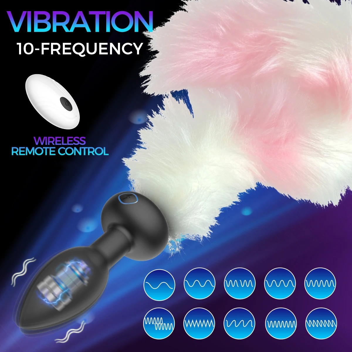 Fox Tail Vibrating Butt Plug Anal Sex Toys Remote Control Anal Toys & Games Vibrator with 10 Modes Perfect for Cosplay Couples